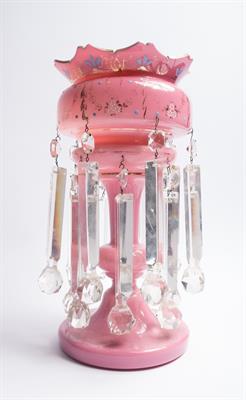 Lot 270J - A Victorian pink glass lustre