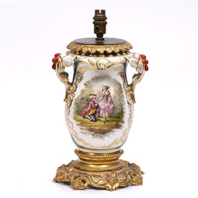Lot 309 - A French porcelain and gilt metal table lamp base