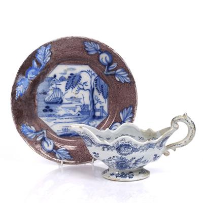Lot 342 - A Bristol or Wincanton Delft plate