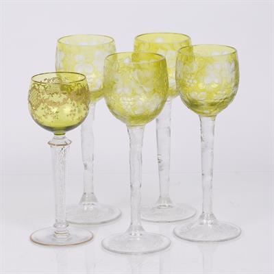 Lot 345 - A set of four Bohemian hock glasses