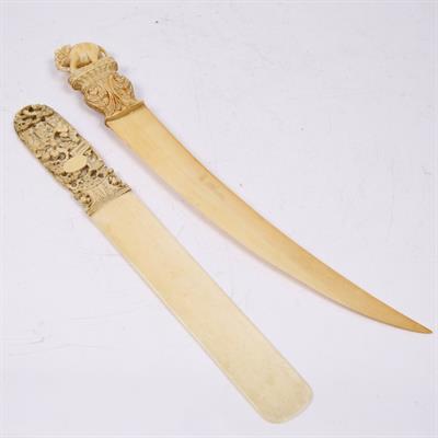 Lot 357 - A Chinese Canton ivory letter opener