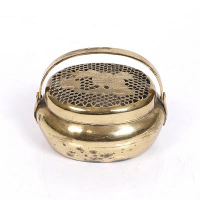 Lot 358 - A Chinese brass hand warmer