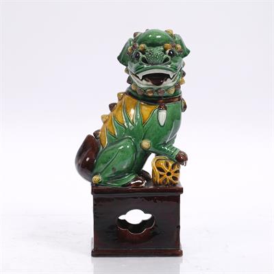 Lot 367 - A Chinese glazed temple dog