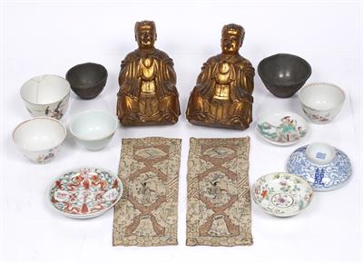 Lot 370B - Two Chinese carved giltwood altar figures