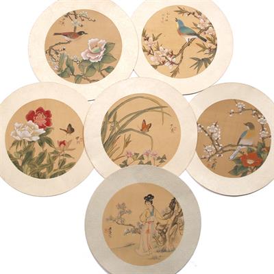 Lot 396 - A set of six Chinese watercolour studies