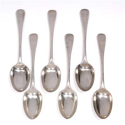 Lot 459 - A set of six Old English pattern silver spoons