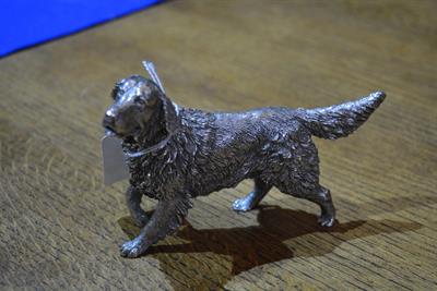 Lot 504A - A cast silver filled model of a setter dog