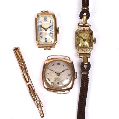 Lot 505 - Three 9ct gold ladies watches