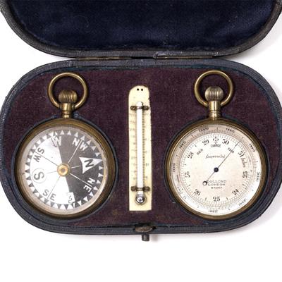 Lot 40 - A CASED SET OF POCKET BAROMETER