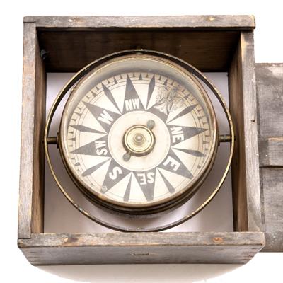 Lot 47 - A 19TH CENTURY GIMBALLED SHIP'S COMPASS
