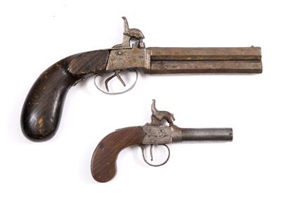 Lot 91 - A DOUBLE BARRELLED PERCUSSION PISTOL