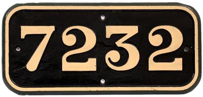 Lot 127 - A GWR CAST LOCOMOTIVE NUMBER CABSIDE PLATE '7232'