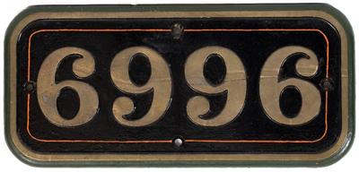 Lot 130 - A GWR CAST LOCOMOTIVE CABSIDE NUMBER PLATE '6996'