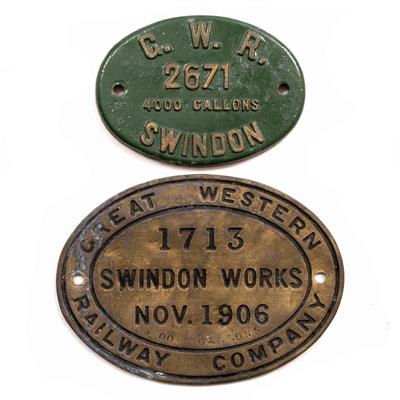 Lot 132 - A CAST IRON GWR 2671 4000 GALLON SWINDON TANKER PLATE