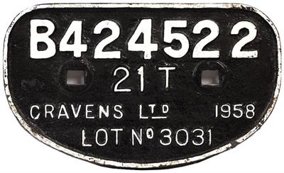 Lot 134 - A MID 20TH CENTURY LNER CAST METAL WAGON PLATE