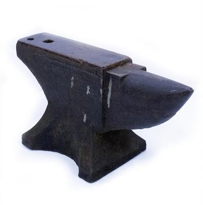 Lot 145 - A MINIATURE CAST IRON ANVIL