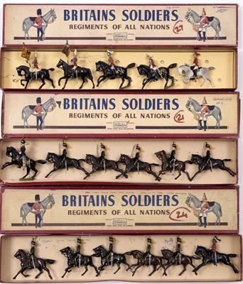 Lot 218 - SEVEN BOXES OF BRITAINS CAVALRY LEAD FIGURES