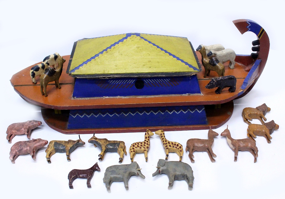 Lot 233 - A HAND PAINTED WOODEN ARK