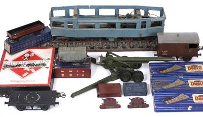 Lot 238 - AN OLD BLUE PAINTED MODEL '0' GAUGE TRAM