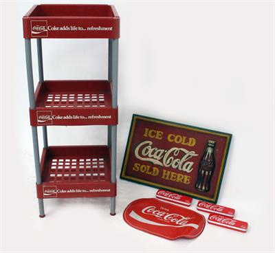 Lot 273 - A SET OF 20TH CENTURY COCO-COLA THREE TIER ADVERTISING SHELVES