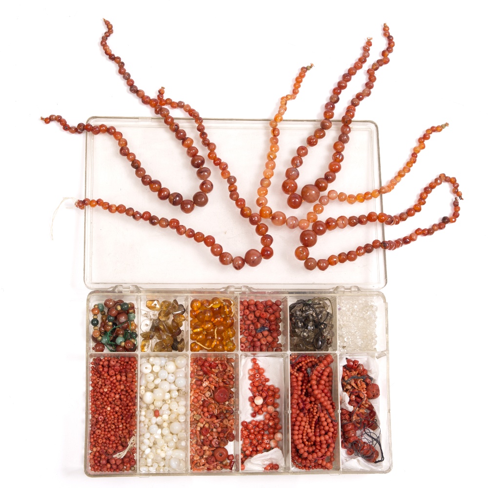 Lot 344 - A COLLECTION OF CORAL (CARALLIUM RUBRUM) BEAD NECKLACES