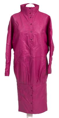 Lot 378 - A VINTAGE LADIES GENEL PINK LEATHER DRESS / JACKET