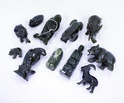 Lot 416 - A GROUP OF ELEVEN CARVED HARDSTONE ANIMALS