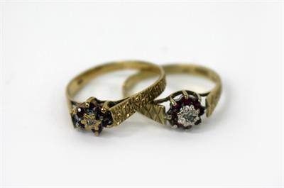 Lot 442 - TWO 9CT GOLD AND RUBY SET RINGS