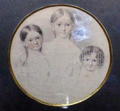 Lot 454 - 19TH CENTURY PENCIL AND WATERCOLOUR PORTRAIT