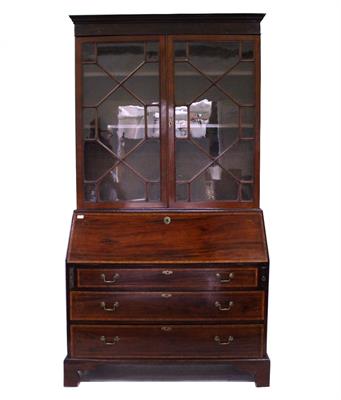 Lot 461 - A GEORGE III MAHOGANY BUREAU BOOKCASE