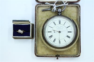 Lot 470 - A SILVER CASED CHRONOGRAPH POCKET WATCH