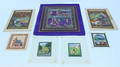 Lot 503 - SEVEN SILK ARABIC PAINTINGS