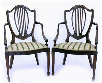 Lot 533 - A PAIR OF EDWARDIAN ADAM STYLE ARMCHAIRS