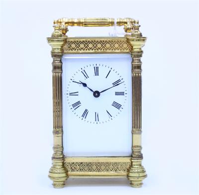 Lot 545 - A LATE 19TH / EARLY 20TH CENTURY GILT CASED CARRIAGE CLOCK