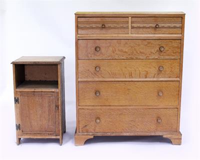 Lot 546 - A HEATHLAND FURNITURE LIMED OAK CHEST OF TWO SHORT AND FOUR LONG DRAWERS