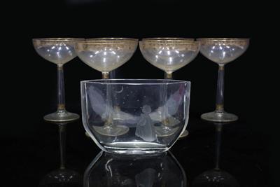 Lot 550 - A SET OF SIX MID TO LATE 20TH CENTURY CHAMPAGNE FLUTES