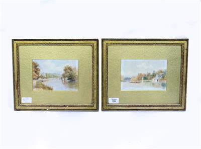 Lot 551 - A 20TH CENTURY ENGLISH  SCHOOL WATERCOLOURS OF RIVER SCENES