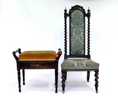 Lot 575 - A VICTORIAN ROSEWOOD PRIE-DIEU CHAIR