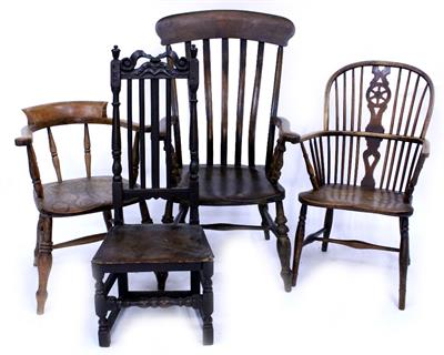 Lot 586 - A 19TH CENTURY SMOKERS BOW ARMCHAIR