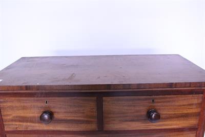 Lot 587 - A VICTORIAN MAPLE & CO. MAHOGANY CHEST OF TWO SHORT AND THREE LONG DRAWERS