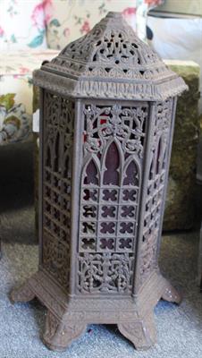 Lot 595 - A VICTORIAN CAST IRON FLOOR STANDING LANTERN