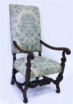 Lot 601 - AN ANTIQUE JACOBEAN STYLE OPEN ARMCHAIR