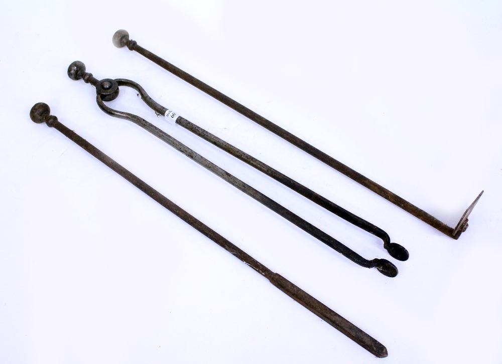 Lot 607 THREE 19TH CENTURY STEEL FIRE IRONS