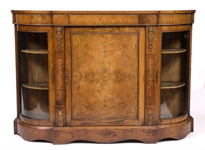 Lot 615 - A MID VICTORIAN FIGURED WALNUT AND INLAID SIDE CABINET