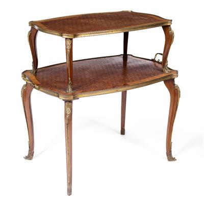 Lot 624 - A 19TH CENTURY FRENCH KINGWOOD AND PARQUETRY ETAGERE