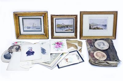 Lot 638 - A GROUP OF 19TH CENTURY AND LATER MINIATURE PICTURES AND PRINTS