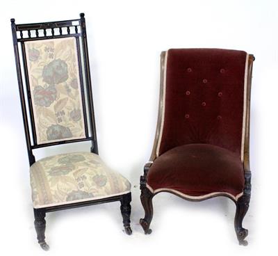 Lot 654 - A VICTORIAN ROSEWOOD SLIPPER TYPE LOW OCCASIONAL CHAIR