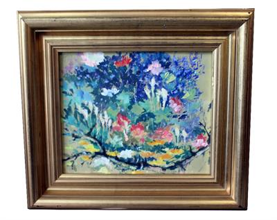 Lot 693 - OIL ON BOARD FLORAL SKETCH