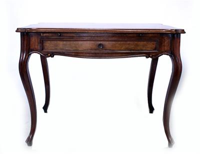 Lot 726 - AN ANTIQUE FRENCH WALNUT WRITING TABLE