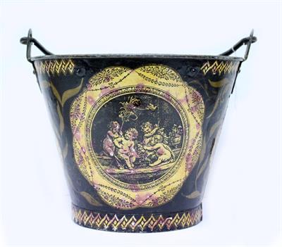 Lot 752 - A PAINTED TOLEWARE FIRE BUCKET